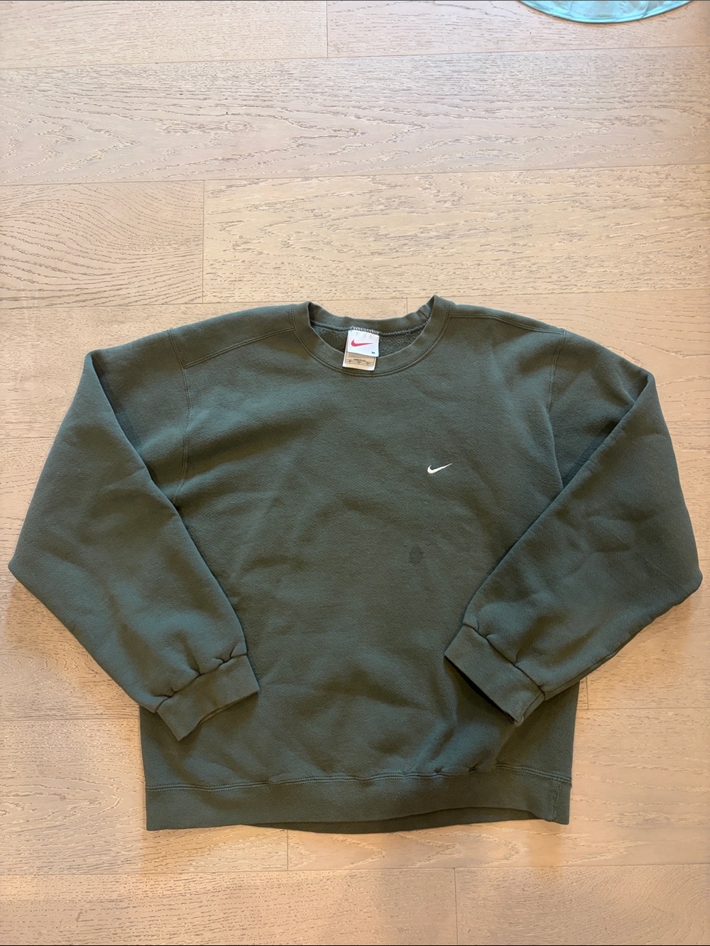 Nike Olive Green Crewneck Sweatshirt with Small White Swoosh